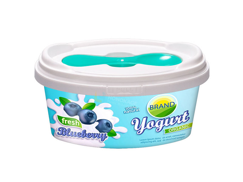 100g Oval IML Plastic Yogurt Container With Lid And Spoon Wholesale  Manufacturer