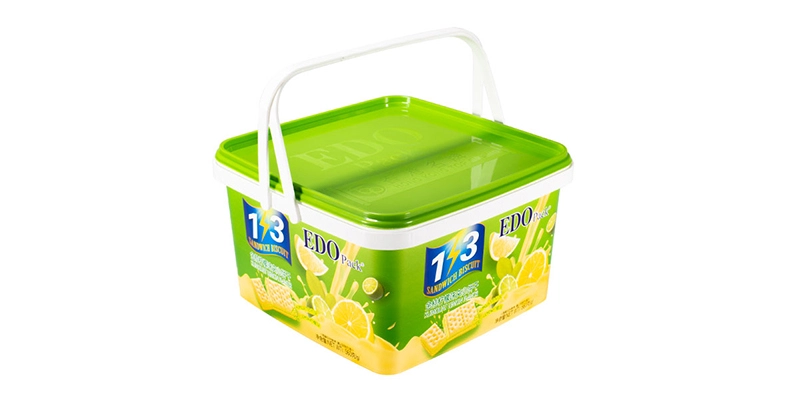 3l Square Plastic IML Biscuit Container With Double Handles