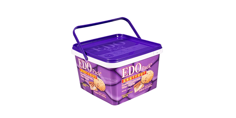 3l Square Plastic IML Biscuit Container With Single Handle