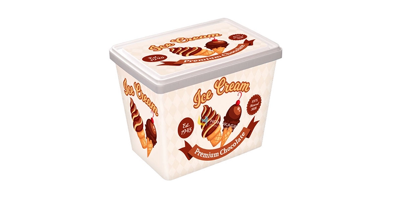 2L Rectangular Plastic IML Ice Cream Container As Tall Height