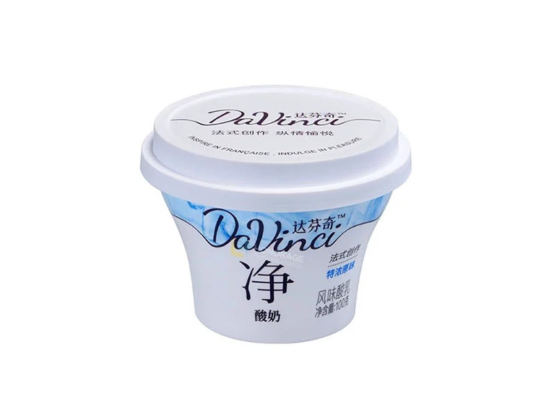 100g Plastic Shrinkage Film Yogurt Cup With Lid and Spoon