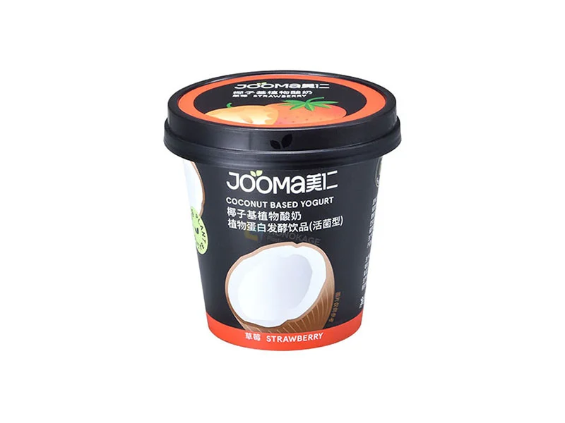 100g Round IML Plastic Yogurt Cup With Lid And Spoon