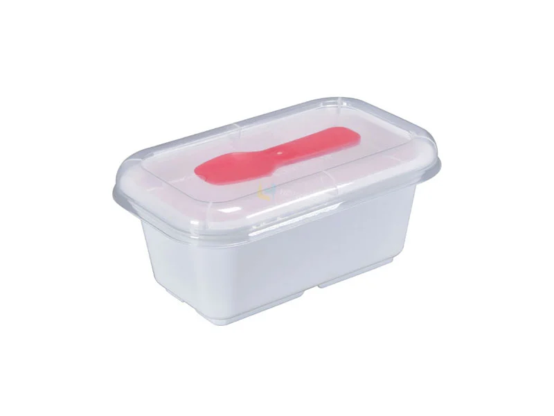 8oz Rectangular IML Plastic Yogurt Container With Lid And Spoon